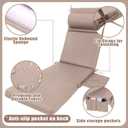 Wenqik 2 Pcs Outdoor Chaise Lounge Cushion with Pillow and Side Pocket Waterproof Lounge Chair Cushions with Pocket on Back 72 x 21 x 4 Inch Patio Pool Replacement Pad (Khaki)