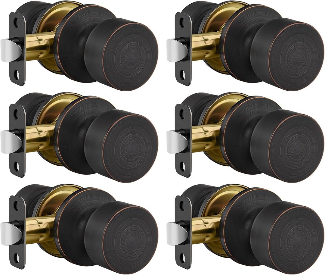 Goldenwarm Oil Rubbed Bronze Door Knobs Interior, Closet Door Knobs Door Knobs Interior Bulk Passage Door Knob Hallway (6 Pack)