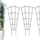 Thealyn 4 Pack 24" Metal Plant Trellis for Pots & Garden Beds, Rustproof Support for Indoor Outdoor Climbing Plants, Vines, Flowers, Fan Shaped, Black