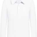QBK Toddler to Youth Boys' School Uniform Pique Polo Shirts Kids Long Sleeve Collared Golf Shirt (12 Years, White)