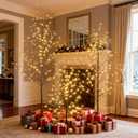 Lightshare Set of 3 Star Light Trees Christmas Decorations, Including 3 feet, 5 feet, and 6 feet, Warm White Christmas Tree, Brown Branch