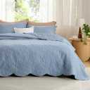 Bedsure Quilt King Size - Ultra Soft Pre-Washed Bedspread - Lightweight Mountain Spring Comforter with 2 Pillow Shams - Summer Bedding Set with Leaf Design 106x96 Inch