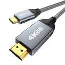 USB C to HDMI Cable 4K@60Hz Type C to HDMI Cable Thunderbolt 3/4 to HDMI Cord HDR HDCP 2.2 Compatible for iPhone 15 Series, MacBook, iMac, iPad Pro, Galaxy, Surface, Dell, HP (3.3FT)