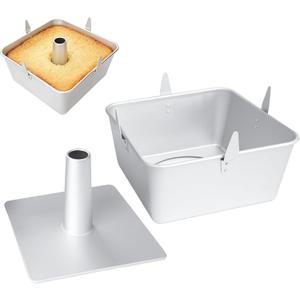Hitter 18 Cup Angel Food Cake Pan, 10-inch Anodized Aluminum Square Tube Cake Pan with Cooling Feet & Nonstick Coating Perfect for Angel, Chiffon & Pound Cake