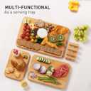 3 Packs Bamboo Cutting Board Set with Holder Wood Cutting Boards for Kitchen with Juice Grooves Built-in Handles, Ideal Charcuterie & Chopping for Meat Vegetables Fruits Kitchen Gift for Home Cooks