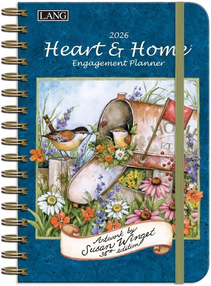 Lang Heart & Home 2026 Engagement Planner  Weekly Calendar with Spiral Binding, Home & Garden Artwork by Susan Winget, 6.5  9