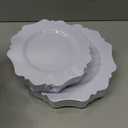 COLOSUS 60PCS White Plastic Plates-Fancy Plastic Beaded Plates,Plastic Premium Hard Plastic Plates for Party, Elegant White plates,Include10.5 Dinner plates & 8.25" Dessert plates for Mother's Day