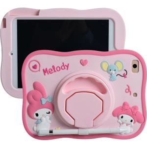 Cartoon Case for iPad 10.2"MONEHOYSY Cute Soft Silicone Kickstand [Drop Proof,Shock Proof,Anti Slip] Back Stand Cover Case for Kids Children Teens Girls Boys (for Melody)