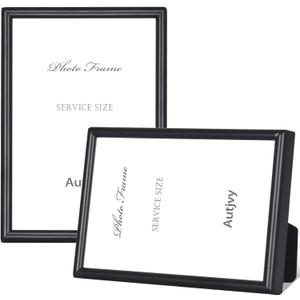 4x6 Picture Frame Matte Black Modern Simple Thin Aluminum Metal Photo Frame with HD Real Glass, Display for Tabletop and Wall Collage. (2 Pack)