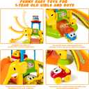 Marstone Toddler Toys for 1 2 Year Old Boys and Girls Gifts: Educational Elephant Slide with 4 Animal Car Toys for Baby 12-18 Months, First Birthday Gifts for Kids, Learning Push Truck Tracks Age 1-2