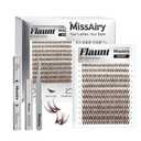 Flaunt Lash Clusters Kit Brown Eyelash Clusters Dark Brown Wispy Lash Clusters Eyelash Clusters Lashes Clusters 8-18mm D Curly Cluster Eyelash Extensions Individual Lashes(Flaunt Dark Brown Kit)
