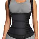 FeelinGirl Waist Trainer for Women Latex Waist Trainers Vest Plus Size Waist Cincher Corset 3 Belts Hooks Steel Bones, XXL