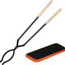 42 Inch Detachable Firewood Tongs with Carry Bag, Heavy Duty Log Grabber | High Strength Carbon Steel, Long Fire Tongs for Fireplace, Fire Pit, Campfire, Wood Burning Stove - Indoor Outdoor Use