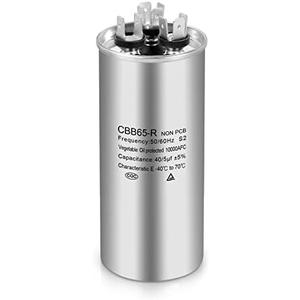 Boffdock 40+5 MFD Capacitor ±5% 40/5 uF 370/440 VAC CBB65 Round Dual Run Capacitor for Air Conditioner, Heat Pump Condenser