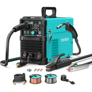 165A MIG Welder, 110V/220V Dual Voltage Gas/Gasless Flux Core MIG Welder/Lift TIG/Stick 3 in 1 Synergic MIG165 11GEN Welding Machine, Flux/Solid Welder Digital Screen Display