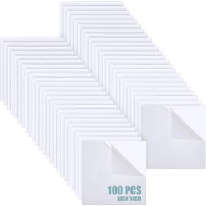 Pangda 100 Pcs 4'' x 4'' Clear Cast Acrylic Squares Plastic Sheets Square Transparent Panel Signs with Protective Paper for DIY Projects Photo Frame Display Craft(0.04'' Thick)