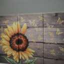 Artsbay Sunflower Wall Decor Sunflower Kitchen Decor Yellow Flower Butterfly Picture Print for Living Room Bedroom 48" W x 32" H x 3PC
