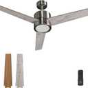 Ceiling Fan 52'' with Light: Modern Remote Control Fans Downrod Mounted - Quiet Reversible DC Motor - Light Memory Function for Patio Dining Room Outdoor Indoor, Brushed Nickel+Gray-3