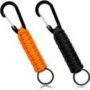 2 Pieces Carabiner Keychain Hook Paracord Keychain with Carabiner Heavy Duty Keychain Lanyard for Backpack Outdoors