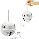 Nature Vibe Metal Christmas Bells Set of 3,Handpainted Large Jingle Bells for Rustic Christmas Ornaments,Sleigh Ringers with Jute as White Holiday Decor or Woodland Ornaments