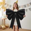 Black Bow Coquette Birthday Decorations: Big Bows Party Themed Backdrop 30 Inches Large Room Wall Decor Giant Door Wedding Engagement Bridal Bachelorette Baby Shower Christmas Graduation Decoration