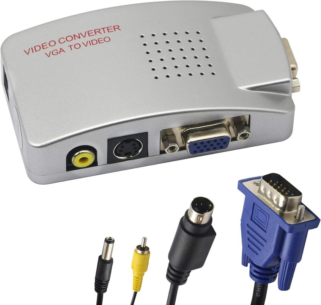 GINTOOYUN VGA to RCA Adapter,Composite VGA to Video,S-Video Converter,for HDTV, Monitors, Laptop, Desktop, PC.