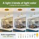 3-Light Gold Chandelier Modern Kitchen Island Pendant Light with Clear Glass Globe Shades Adjustable Height Flush Mount Ceiling Light Fixture for Dining Room Bedroom Living Room.