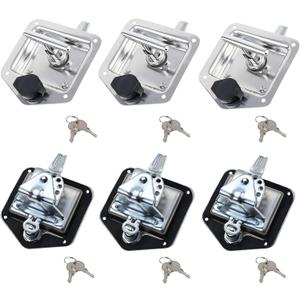 6 Pcs Stainless Steel Car Trailer Door Latch Rv Door Tool Box Lock with Gasket T-Handle Latch with Keys 304 Stainless Steel Highly Polished
