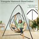 Tripod Hammock Chair Stand for Multi-Use, Heavy-Duty Hammock Chair Stand for Indoor & Outdoor, with Height Adjustable Triangular Design, 330 lbs Capacity, Easy Assembly, Stand Only - Black