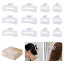 12 Pcs Rectangle Hair Clips, Hair Accessories for Women and Girls, Including 6 Pcs 4 Inch Large Claw Clips for Thick Hair and 6 Pcs 2 inch Small Hair Claw Clips for Thin Hair (Clear)