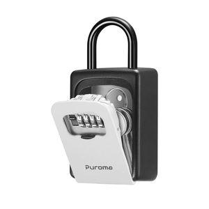 Puroma Lock Box, Large Key Lock Box Resettable Combination Code Lockbox, Portable Wall Mount Lockbox Security Safe Box for Outside Outdoor Home Office Door Handle House Key, Gray (1 Pack)