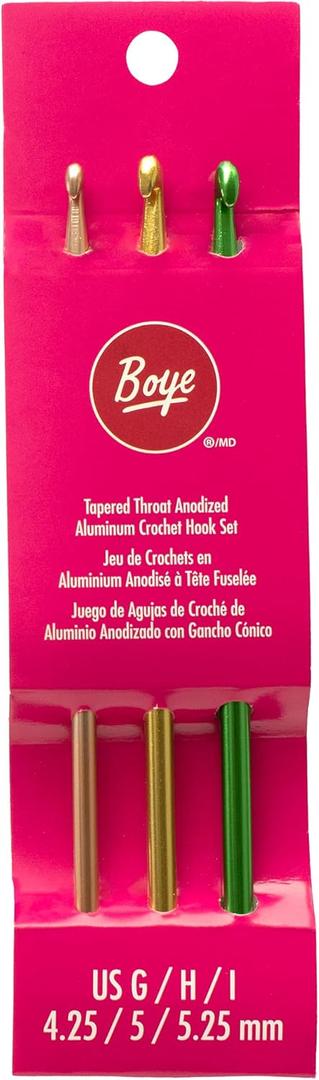Boye Aluminum Crochet Hook Set, Sizes G-I (4.25mm,5.25mm)