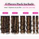 KooKaStyle Short Hair Extensions 6PCS 14 Inch Wavy Curly Hairpieces Synthetic Soft Lace Weft Clip in Hair Extensions-Balayage Dark Brown to Chestnut for Women