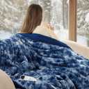 Bedsure Faux Fur Heated Blanket Throw Blanket, Fast Heating Electric Blanket with 6 Heating Levels & 4 Time Settings, Cozy Gifts for Women Men (50x60 inches, Denim Blue)