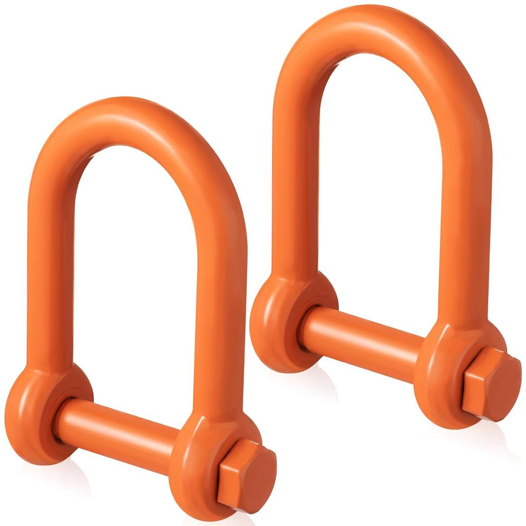 2 Pcs Screw Pin Long Reach Shackle 1 Inch (wll 9.5 Tons), Long Reach Shackle with Painted Screw Pin, Clevis D-Ring Lifting Attachment, Professional Use, Industrial Alloy Steel