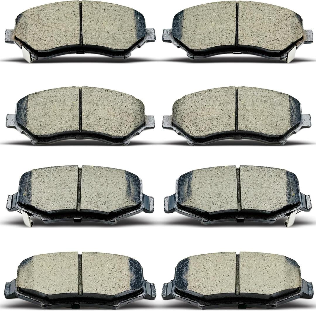Ceramic Brake Pad Kit Front and Rear Fit 2008-2012 Jeep Liberty (Excl. Heavy Duty 2012),2007-2018 Jeep Wrangler,2018 Wrangler JK,2007-2011 Dodge Nitro,D1273 D1274