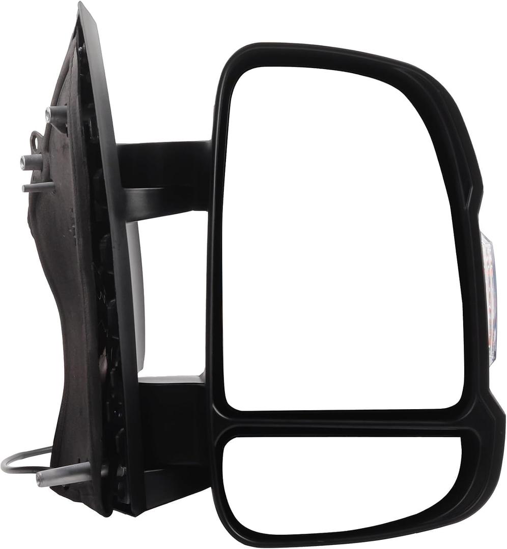 Dasbecan Right Passenger Side Mirror Compatible with 2014-2022 Ram Promaster 1500 2500 3500 Non-Heated Glass Manual Fold Turn Signal Black Cargo Van Replaces#CH1321417 5VE98JXWAD 2Pins