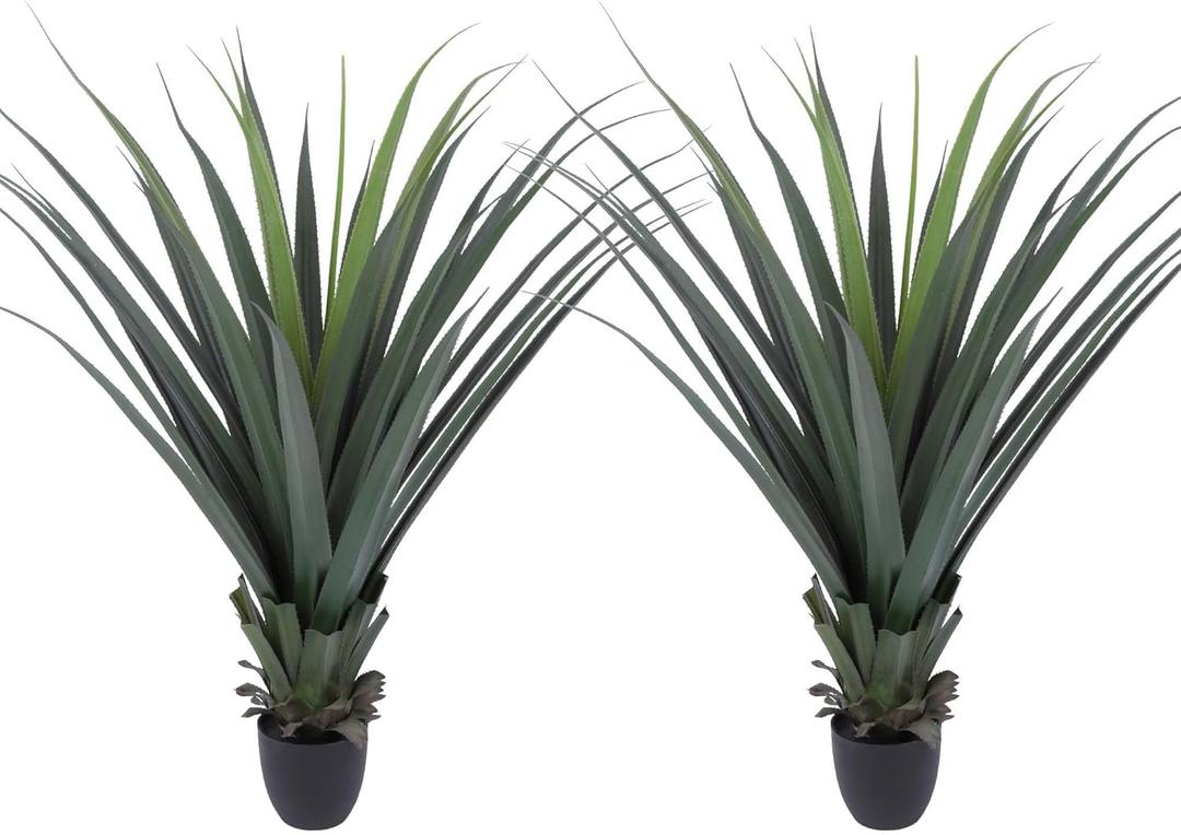 Artificial Spiked Agave Plant 40inch Faux Agave Plants for Front Porch Patio Indoor Outdoor Home Office Decor (2PACK)