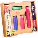 Ordna 6 IN 1 Bamboo Baggie Organizer for Drawer, Storage Bag Organizer Kitchen Drawer for Foil, Aluminum, Saran Wrap, Compatible with Quart, Gallon, Sandwich and Snack Size Bags