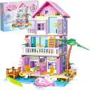 Beach House Building Sets, Seaside Villa House Building Toys Compatible with Lego Friends Sets for Girls Age 8-12, Creative Holiday Cottage Building Kit, Gift for Christmas, Valentine's Day, Party