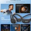 Open-Ear Bone Conduction Headphones, IP66 Waterproof, Integrated Transducer Running Headphones with Dual Mode, Rear Safety Light, 10H Battery,Advanced Mic for Cycling, Hiking & Outdoor Sports