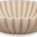 Ruffle Decorative Bowl, Large Fruit Bowl for Kitchen Counter, Stylish Key Bowl for Entry Table, Handcrafted Home Decor Display bowl, Artificial Stone Beige