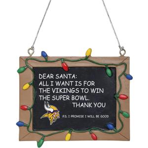 NFL Resin Holiday Christmas Chalkboard Sign Ornament (One Size, Team Color)