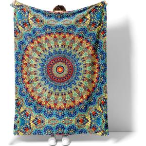 Mandala Blanket Gifts, Soft Flannel Throw Blanket for Couch, Bed, Travel, Living Room & Home Decor, Cozy Lightweight Warm Fluffy Fuzzy Blankets for Adults Kids Girls Boys(60x50 Inch, Mandala)