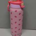 Ello Pop & Fill 18oz Stainless Steel Kids Water Bottle with Quick Fill Lid | Vacuum Insulated BPA Free Bottle with Leak Proof Straw and Chug Lid, Dishwasher Safe, Gift For Kids Teens, Strawberries