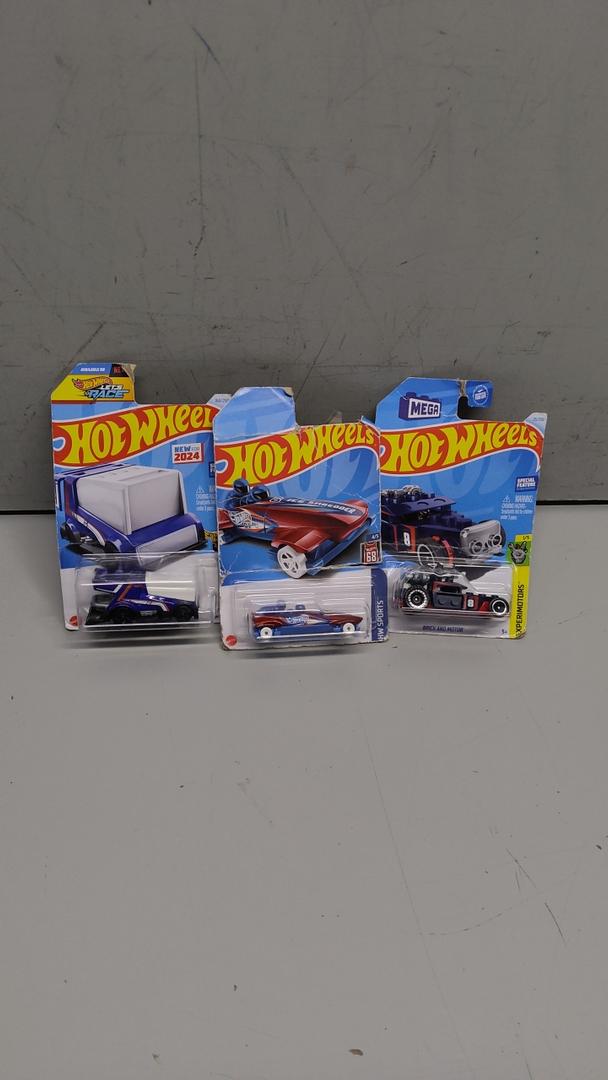 Pack Of 3 Hot Wheels Cars (Brick and Motor, Rink Racer, ICE Shredder)