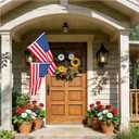 American Flag with Pole Kit for Outside House - 6 FT Black Stainless Steel Flagpole, 3x5 Embroidered US Flag & Wall Mounting Holder Bracket, No Tangle Spinning Flag Pole Kit for Outdoor Porch