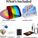 Rainbow Bridge Pet Memorial Gifts for Dogs Cats, Loss of Dog Sympathy Gift with Paw Prints Photo Frame Key Chain & Sympathy Card for Pets Lovers(Keychain with Blue Paw)