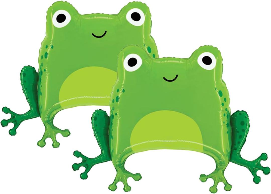 Set of 2 Green Frog 28" Foil Party Balloons