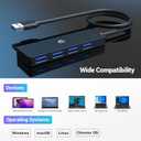 USB Hub, 4-Port USB 3.0 Hub, USB Splitter for Laptop, Xbox, Flash Drive, Hard Drive, Gaming System, Printer, Camera, Keyboard, Mouse, and More
